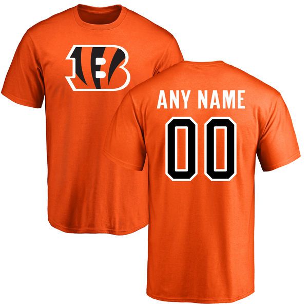 Men Cincinnati Bengals NFL Pro Line Orange Custom Name and Number Logo T-Shirt->->Sports Accessory
